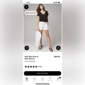 White House Black Market mid-rise shorts, white size 8